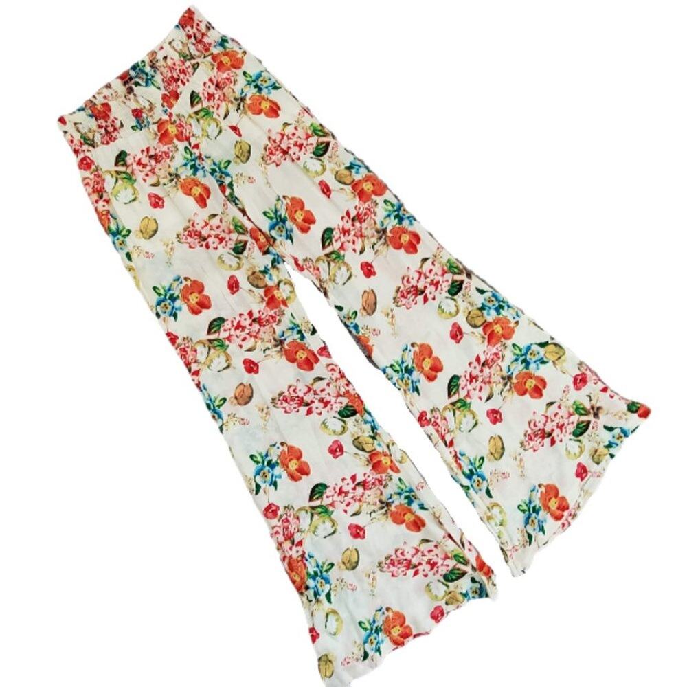 NWT! Others Follow Tropical Ruched Wide Leg Pants, Size S